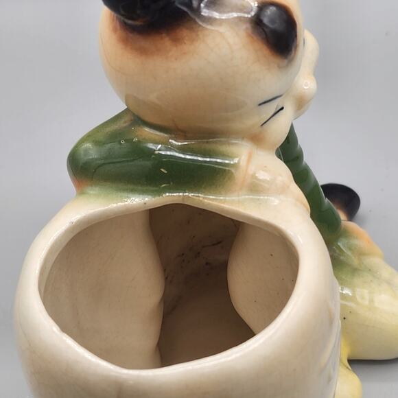 Vintage Asian Boy Royal Copley Oriental Ceramic Pottery Planter Figurine FLAWS - Picture 6 of 10